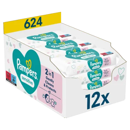 Pampers Sensitive Nedves Törlőkendő, 12 csomag = 624 db Törlőkendő termékhez kapcsolódó kép