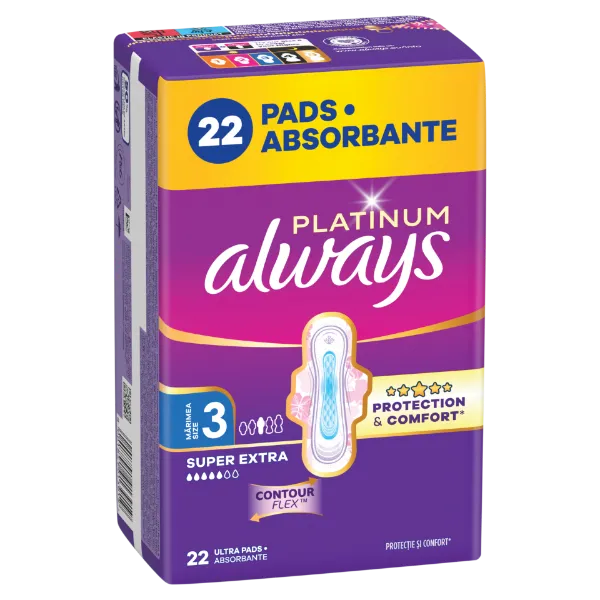 Always Platinum Egészségügyi Betét Super Extra (3-as méret), 22 db Betét termékhez kapcsolódó kép
