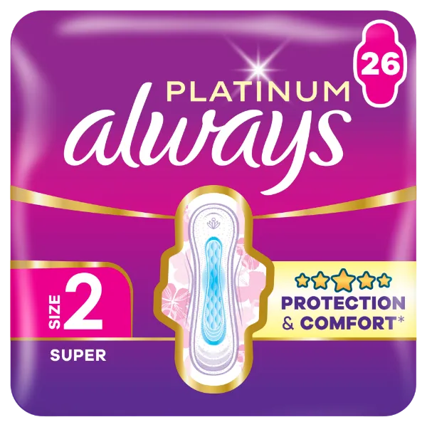Always Platinum Egészségügyi Betét Super (2-es méret), 26 db Betét termékhez kapcsolódó kép