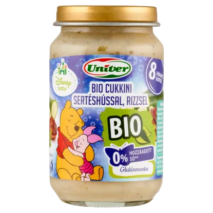 Univer Disney Baby bio cukkini sertéshússal, rizzsel bébiétel 8 hónapos kortól 163 g termékhez kapcsolódó kép
