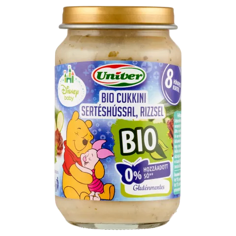 Univer Disney Baby bio cukkini sertéshússal, rizzsel bébiétel 8 hónapos kortól 163 g termékhez kapcsolódó kép