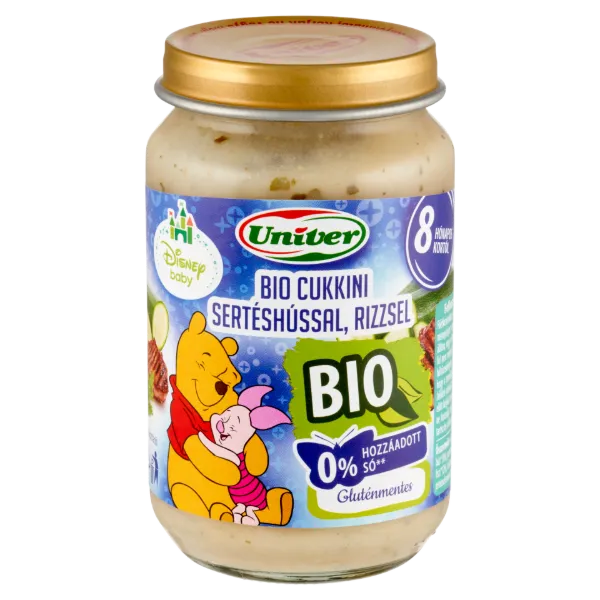 Univer Disney Baby bio cukkini sertéshússal, rizzsel bébiétel 8 hónapos kortól 163 g termékhez kapcsolódó kép