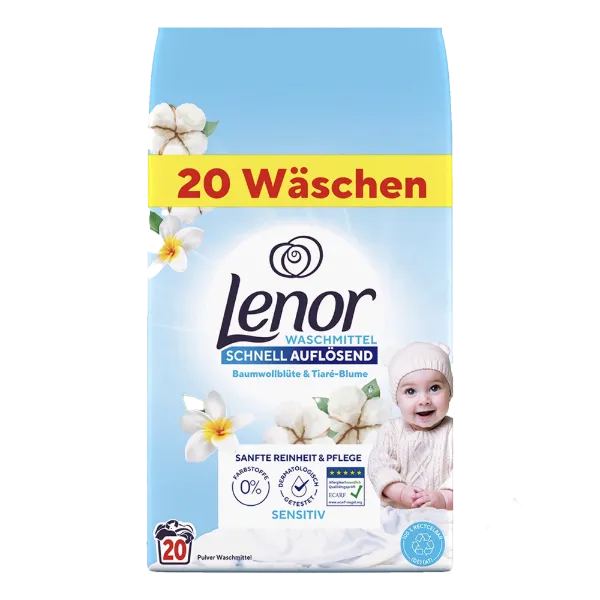Lenor mosópor zacskós 20 mosás 1,2 kg Sensitive Cotton&Tiare Flowers termékhez kapcsolódó kép