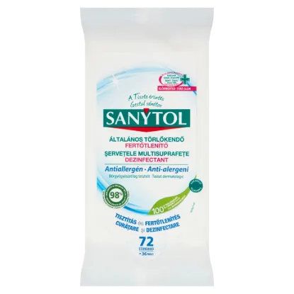 Sanytol antiallergén általános fertőtlenítő törlőkendő 72 db termékhez kapcsolódó kép
