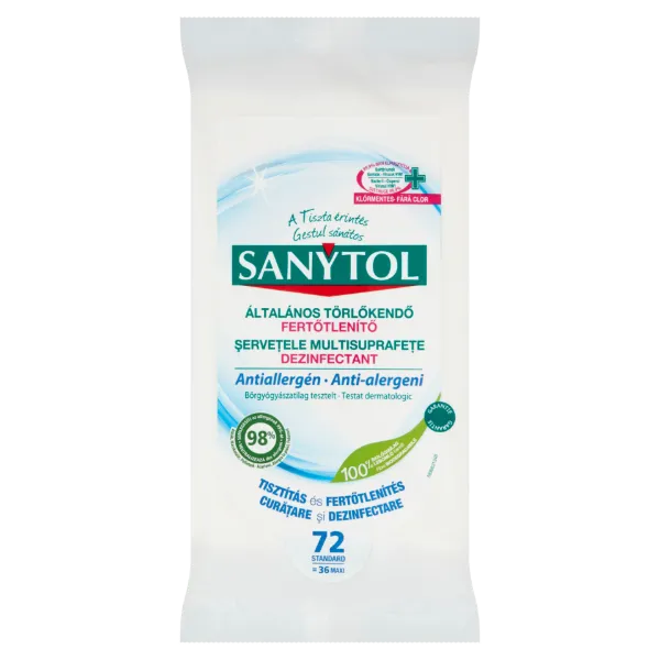 Sanytol antiallergén általános fertőtlenítő törlőkendő 72 db termékhez kapcsolódó kép