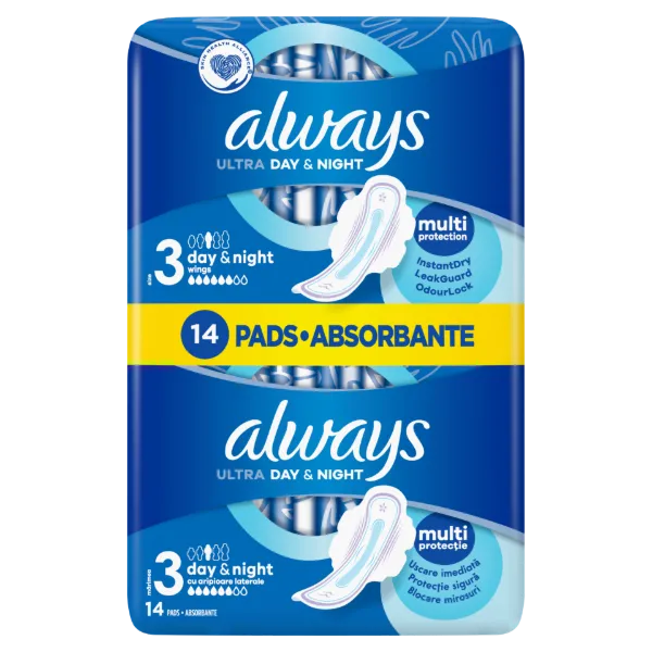 Always Ultra Day & Night (3-as méret) Szárnyas Egészségügyi Betét, 14 Db termékhez kapcsolódó kép