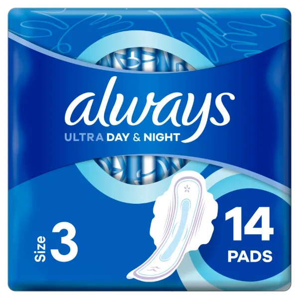 Always Ultra Day & Night (3-as méret) Szárnyas Egészségügyi Betét, 14 Db termékhez kapcsolódó kép