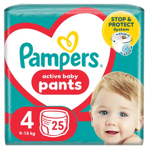 Pampers Active Baby Bugyipelenka, Méret 4, 25 Bugyipelenka, 9kg-15kg termékhez kapcsolódó kép