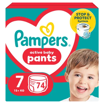 Pampers Active Baby Bugyipelenka, Méret 7, 74 Bugyipelenka, 15kg+ termékhez kapcsolódó kép