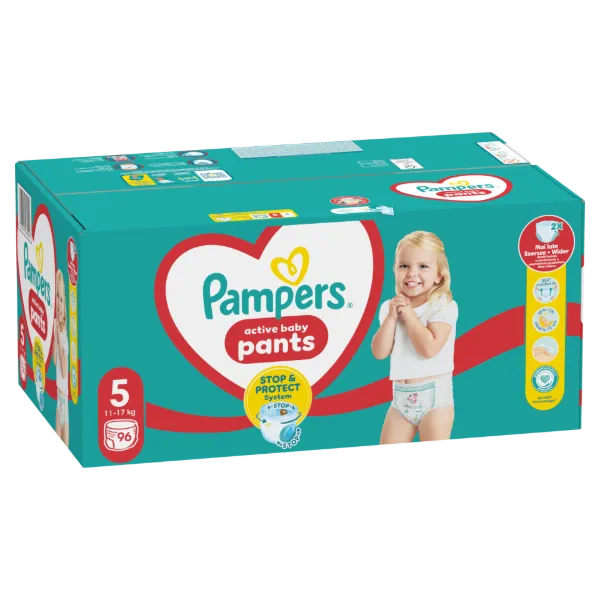 Pampers Active Baby Bugyipelenka, Méret 5, 96 Bugyipelenka, 11kg-17kg termékhez kapcsolódó kép