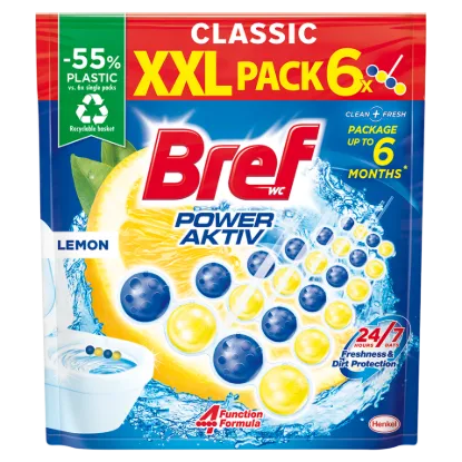 Bref Power Aktiv Lemon WC frissítő 6 x 50 g termékhez kapcsolódó kép