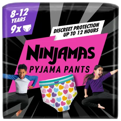 Ninjamas Éjszakai Nedvszívó Alsónemű Szivek, 9 Éjszakai Nedvszívó Alsónemű, 8 Korúak Számára termékhez kapcsolódó kép