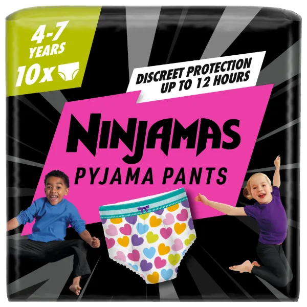 Ninjamas Pyjama Pants Szívecskés, 10 db Pyjama Bugyipelenka, 7 Éves Kor, 17kg-30kg termékhez kapcsolódó kép