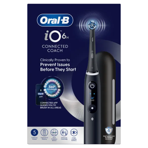 Oral-B iO 6 Elektromos Fogkefe | Fekete | 1 db Fogkefefej | Prémium Utazótok termékhez kapcsolódó kép