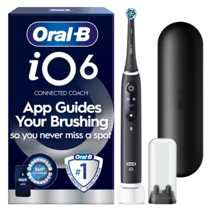 Oral-B iO 6 Elektromos Fogkefe | Fekete | 1 db Fogkefefej | Prémium Utazótok termékhez kapcsolódó kép