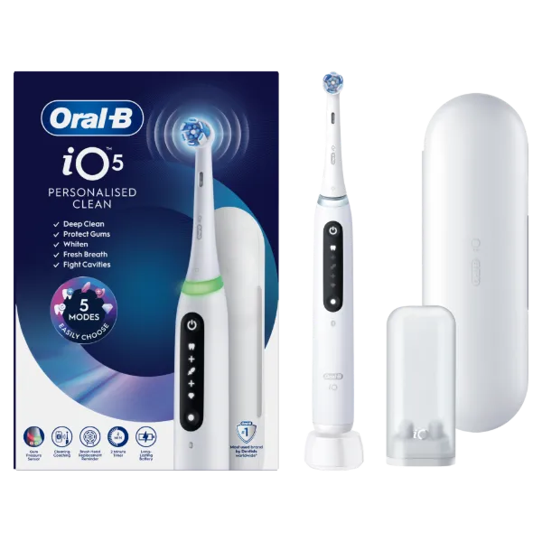 Oral-B iO 5 Elektromos Fogkefe | Fehér | 1 db Fogkefefej | Prémium Utazótok termékhez kapcsolódó kép