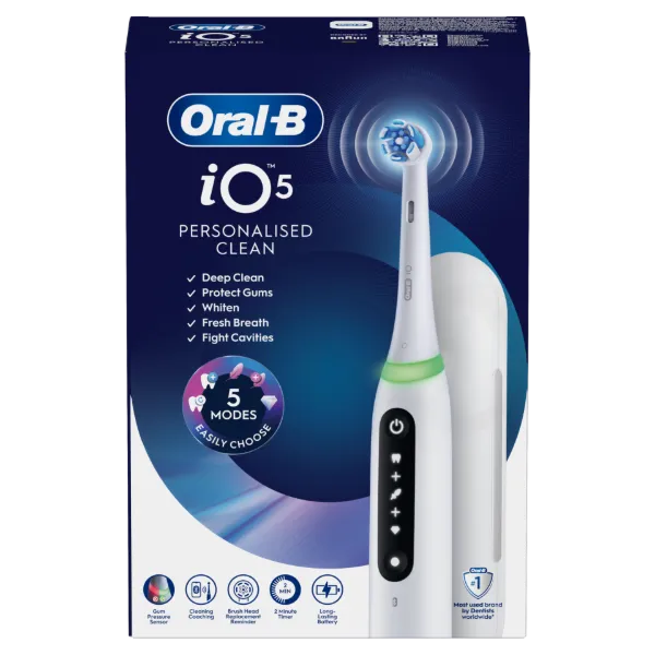 Oral-B iO 5 Elektromos Fogkefe | Fehér | 1 db Fogkefefej | Prémium Utazótok termékhez kapcsolódó kép