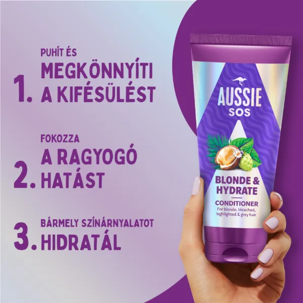 Aussie SOS Blonde & Hydrate Balzsam 200ml Szőkített, Melírozott vagy Ősz Hajra termékhez kapcsolódó kép