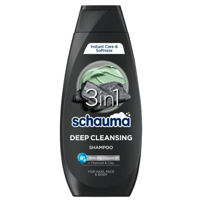 Schauma Deep Cleansing 3 az 1-ben mélytisztító sampon szénnel & agyaggal, hajra, arcra testre 400 ml termékhez kapcsolódó kép