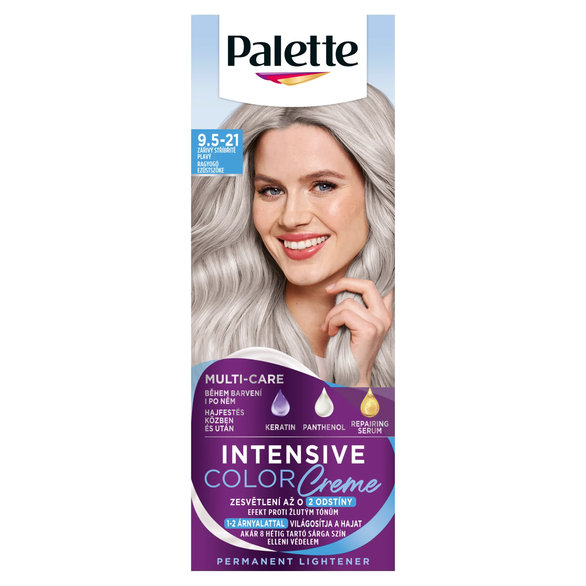 Palette Intensive Color Creme tartós hajfesték 9,5-21 ragyogó ezüstszőke