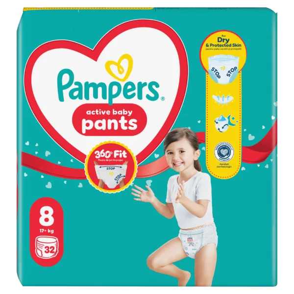 Pampers Active Baby Bugyipelenka, Méret: 8, 32 db Pelenka, 17kg+ termékhez kapcsolódó kép