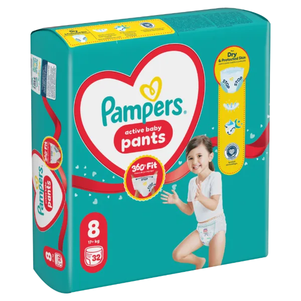 Pampers Active Baby Bugyipelenka, Méret: 8, 32 db Pelenka, 17kg+ termékhez kapcsolódó kép
