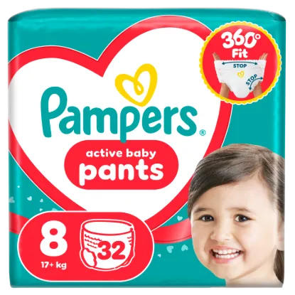 Pampers Active Baby Bugyipelenka, Méret: 8, 32 db Pelenka, 17kg+ termékhez kapcsolódó kép