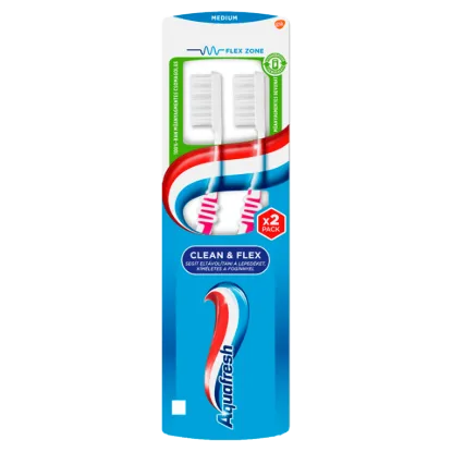 Aquafresh Clean & Flex Medium fogkefe 2 db termékhez kapcsolódó kép