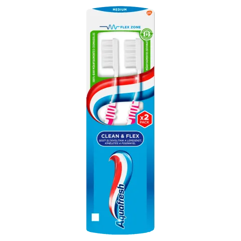 Aquafresh Clean & Flex Medium fogkefe 2 db termékhez kapcsolódó kép