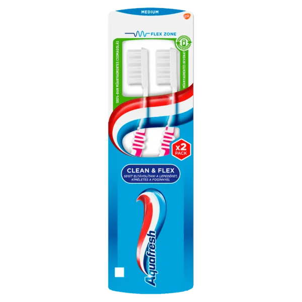 Aquafresh Clean & Flex Medium fogkefe 2 db termékhez kapcsolódó kép