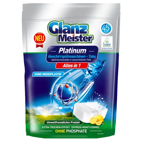 Glanz Meister Platinum mosogatógép tabletta 45 db ECO Label termékhez kapcsolódó kép