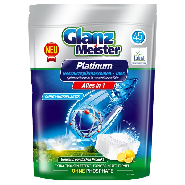 Glanz Meister Platinum mosogatógép tabletta 45 db ECO Label termékhez kapcsolódó kép