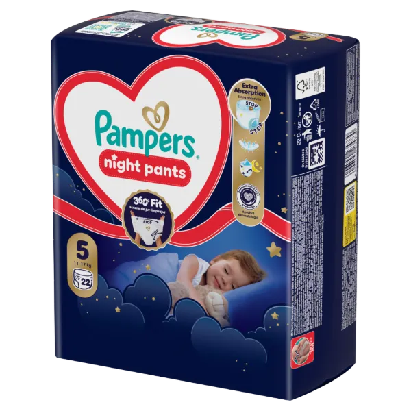 Pampers Night Bugyipelenka, Méret: 5, 22 db Pelenka, 11kg-17kg termékhez kapcsolódó kép