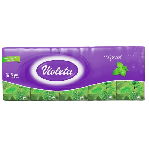 Violeta papírzsebkendő 3 rétegű 10x10 db Mentol termékhez kapcsolódó kép