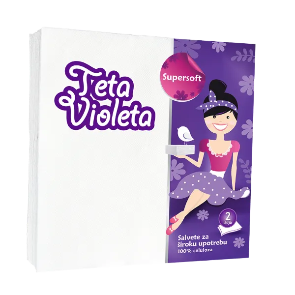 Violeta szalvéta 2 rétegű 25db 38x38 cm Fehér termékhez kapcsolódó kép