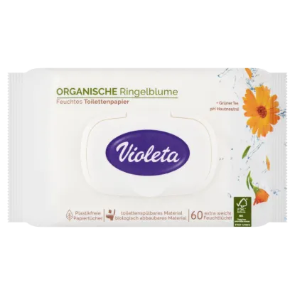 Violeta nedves WC-papír körömvirág kivonattal és zöld teával 60 db termékhez kapcsolódó kép
