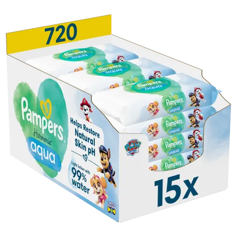 Pampers Harmonie Aqua Nedves Törlőkendő, 15 Csomag = 720 db termékhez kapcsolódó kép