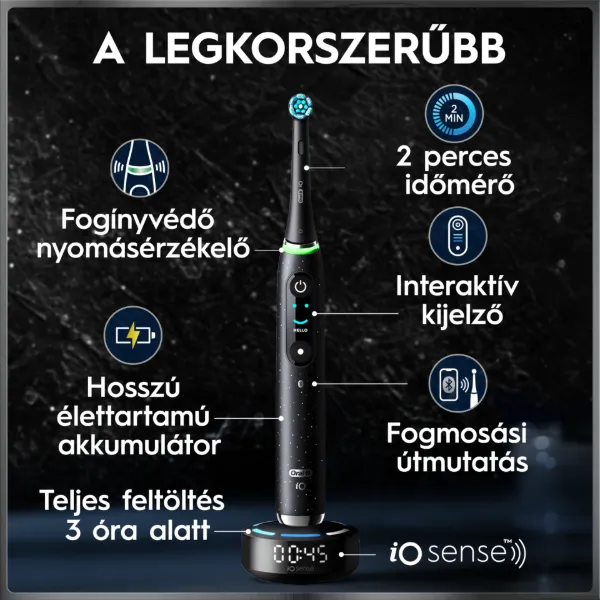 Oral-B iO 10 Elektromos Fogkefe | Űrfekete | 1 db Fogkefefej | Töltős Utazótok termékhez kapcsolódó kép