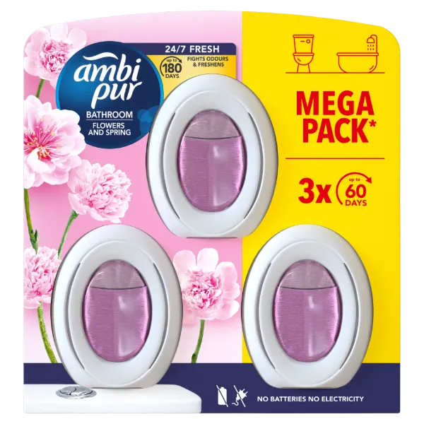 Ambi Pur Fürdőszobai Légfrissítő-Folyamatos Szagsemlegesítés És Szagmegelőzés Flowers and Spring 3X termékhez kapcsolódó kép