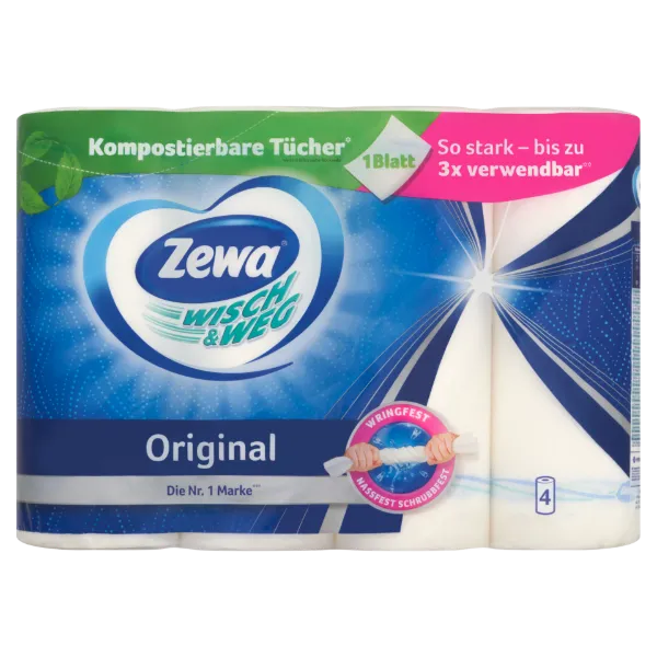 Zewa Wisch & Weg Original háztartási papírtörlő 2 rétegű 4 tekercs termékhez kapcsolódó kép