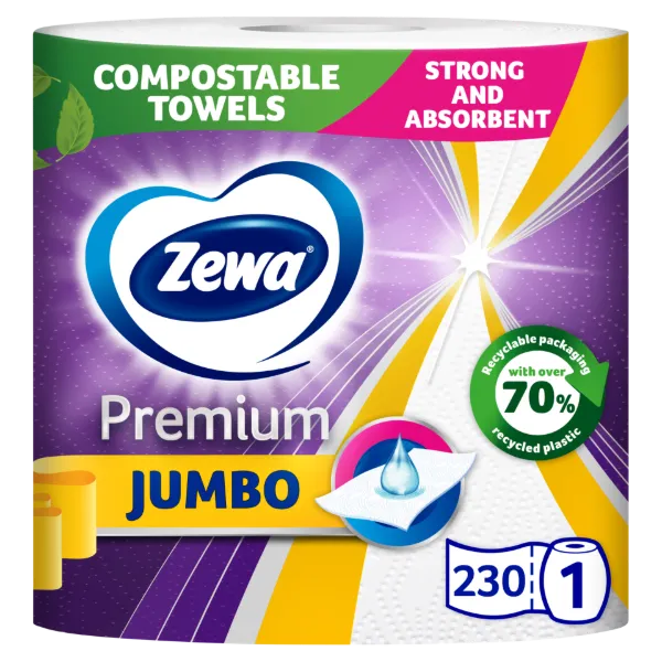 Zewa Premium Jumbo háztartási papírtörlő 3 rétegű 1 tekercs termékhez kapcsolódó kép