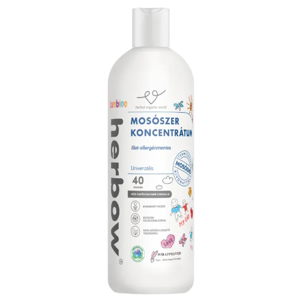 Herbow Bambino univerzális mosószer koncentrátum 40 mosás 1000 ml illat-allergénmentes termékhez kapcsolódó kép