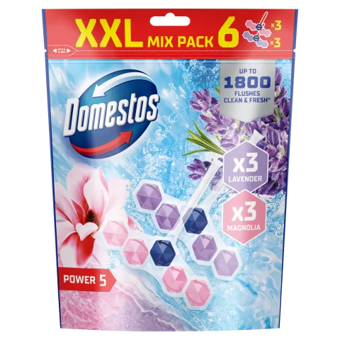 Domestos Power 5 Magnolia/Lavender WC frissítő blokk 6 x 50 g termékhez kapcsolódó kép