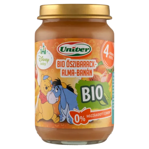 Univer bio őszibarack-alma-banán bébidesszert 4 hónapos kortól 163 g termékhez kapcsolódó kép