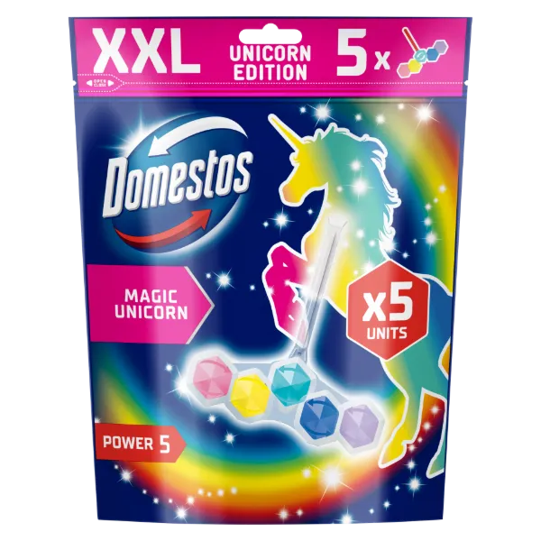 Domestos Power 5 Magic Unicorn WC-frissítő blokk 5 x 50 g termékhez kapcsolódó kép