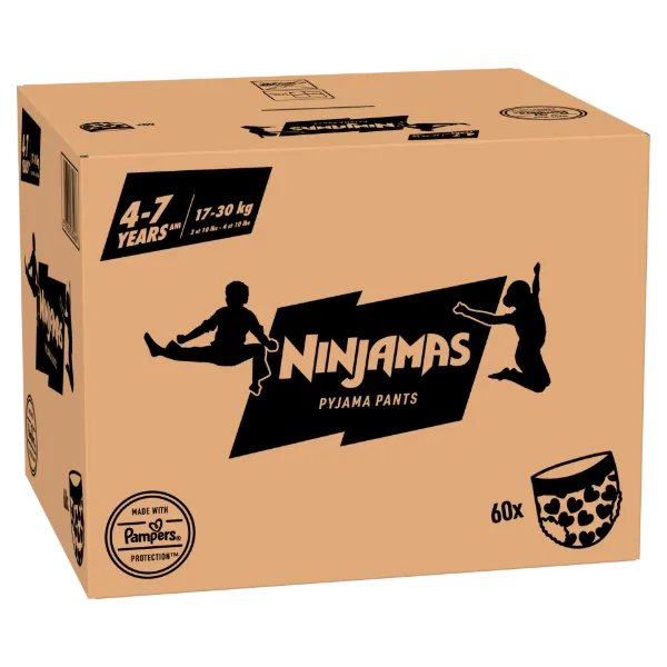 Ninjamas Pyjama Pants Szívecskés, 60 db Pyjama Bugyipelenka, 7 Éves Kor, 17kg-30kg termékhez kapcsolódó kép