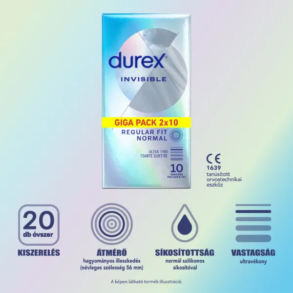 Durex Invisible óvszer 2 x 10 db termékhez kapcsolódó kép