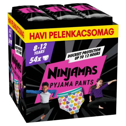 Ninjamas Pyjama Pants Szívecskés, 54 db Pyjama Bugyipelenka, 8 Éves Kor, 27kg-43kg termékhez kapcsolódó kép
