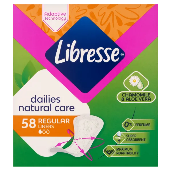Libresse Dailies Natural Care Regular tisztasági betét aloe vera és kamilla kivonattal 58 db termékhez kapcsolódó kép