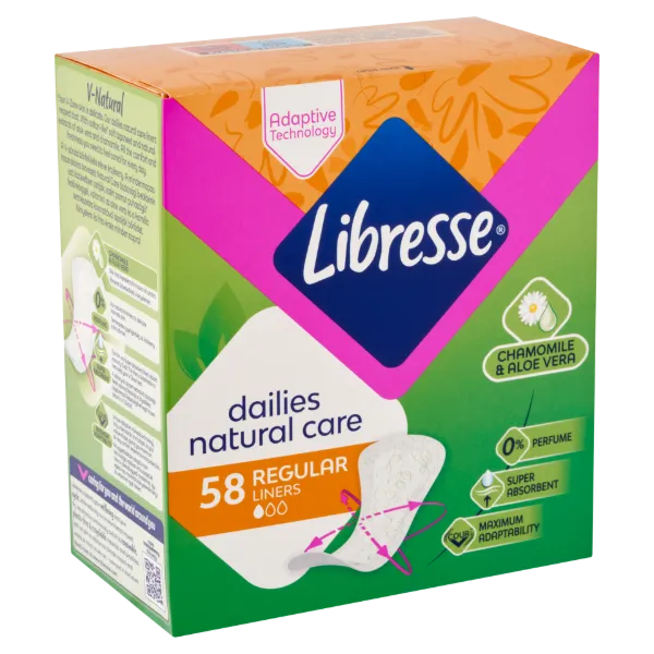 Libresse Dailies Natural Care Regular tisztasági betét aloe vera és kamilla kivonattal 58 db termékhez kapcsolódó kép